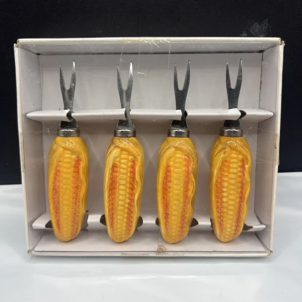 Vintage The Cooks Bazaar Earthenware Corn Picks Set 4 Younkers Tuesday Morning